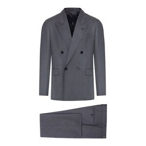 Lardini Men Tailored Double-Breasted Suit In Wool And Silk Blend